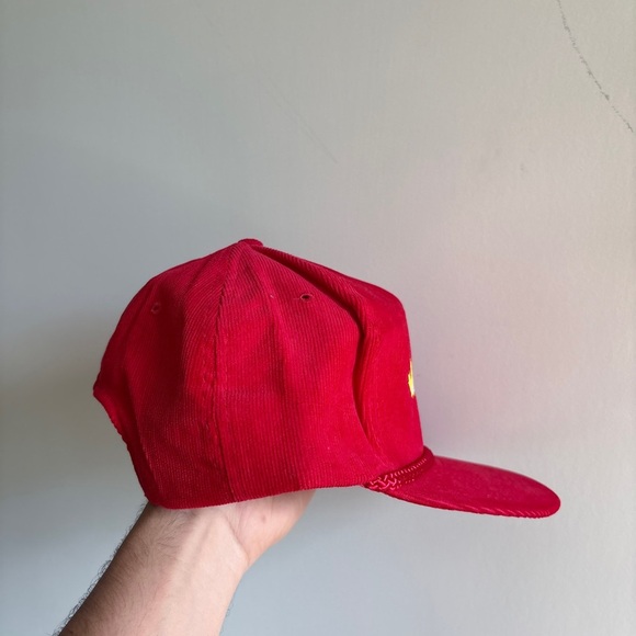 Vintage CORDUROY trucker hat red rope canadian - Picture 5 of 6